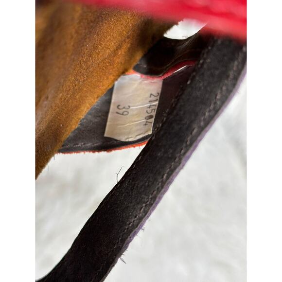 Naot Sandals Womens Size 8 EU 39 Purple Red Leather Wedge Cork Footbed Strappy - Picture 5 of 8